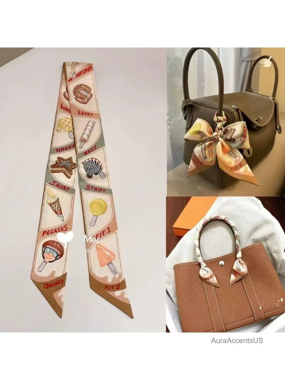 Mulberry Silk Scarf 2 Pack, Hair Ribbon Scarf for Bags & Wrist